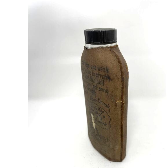 Vintage LEATHER Wrapped Novelty Liquor BOOZE HOOCH Bottle - Picture 3 of 11